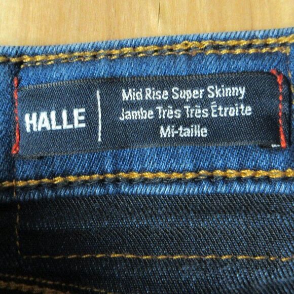 TRUE RELIGION Halle Mid‎ Rise Super Skinny Jeans Womens Sz 24 Blue Stretch Denim - Picture 6 of 16